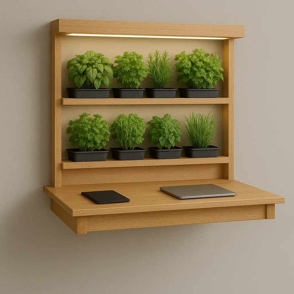 “GrowDesk” – Desk + Vertical Herb Garden